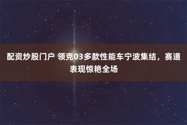 配资炒股门户 领克03多款性能车宁波集结,赛道表现惊艳全场